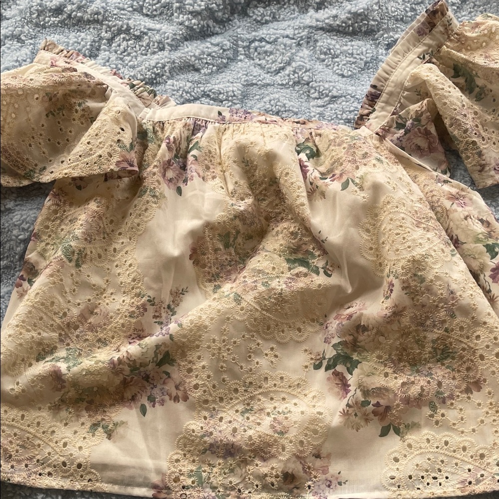 Floral Eyelet Off-Shoulder Blouse